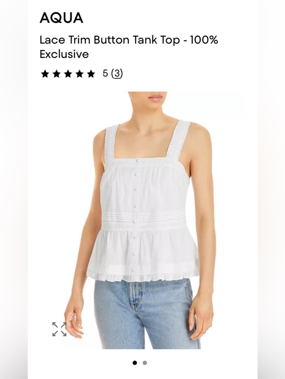 Aqua White Lace-Trim Square-Neck Peplum Tank lined